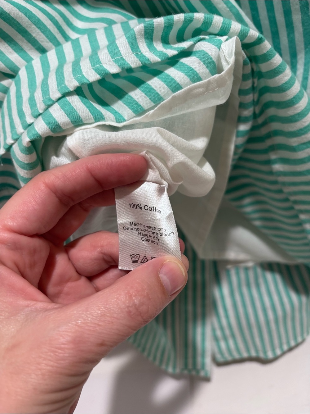 Duffield Lane Green and White Striped Shirt Dress - Picture 8 of 8